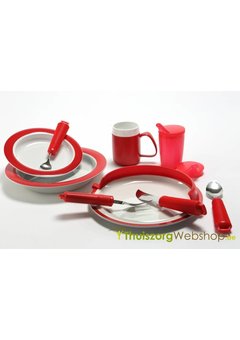 Assortiment d'aides techniques de couleur rouge Ornamin pour personnes avec Alzheimer PQ