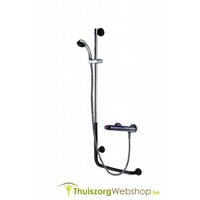 Barre en L avec coulisseau de douche et douchette, acier avec revêtement antidérapant EASA