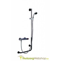 Barre en L avec coulisseau de douche et douchette, acier avec revêtement antidérapant EASA