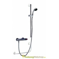 Barre en L avec coulisseau de douche et douchette, acier avec revêtement antidérapant EASA