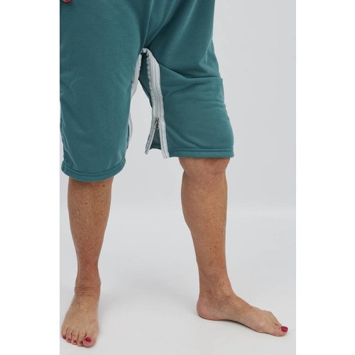 Pyjama vert avec fermeture à  glissière au dos et entre les jambes