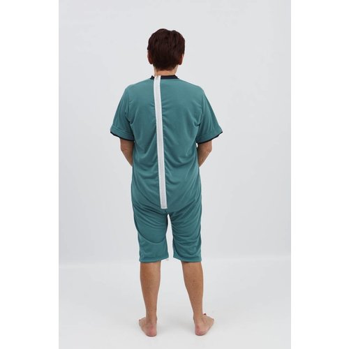 Pyjama vert avec fermeture à  glissière au dos et entre les jambes