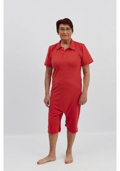 Polo rouge en une pièce avec fermeture à  glissière entre les jambes
