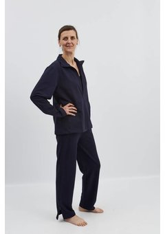 Pantalon de rééducation bleu marine avec zip dans les coutures latérales