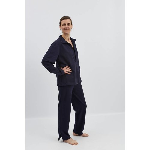 Pantalon de rééducation bleu marine avec zip dans les coutures latérales