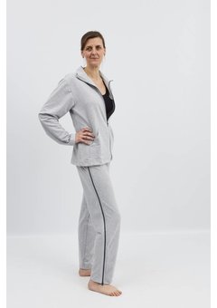 Pantalon de rééducation gris avec fermeture à  glissière sur les coutures latérales