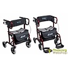 Rollator pliable / fauteuil roulant 2-in 1 en rouge