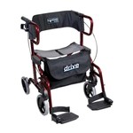 Rollator pliable / fauteuil roulant 2-in 1 en rouge