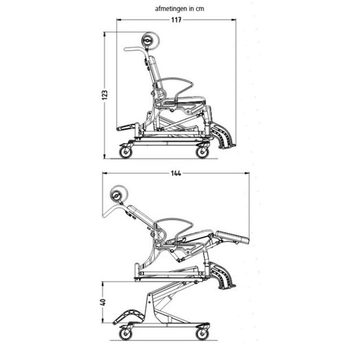 Fauteuil de soins inclinable réglable en hauteur