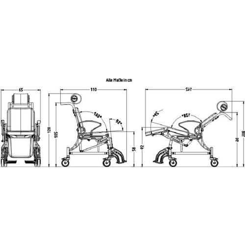 Fauteuil de soins inclinable réglable en hauteur