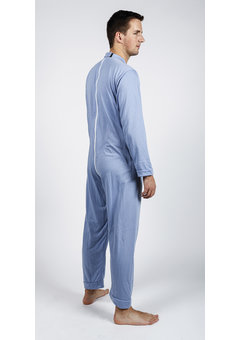 Pyjama d'allaitement à glissière dorsale en acier bleu