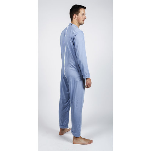 Pyjama d'allaitement à glissière dorsale en acier bleu