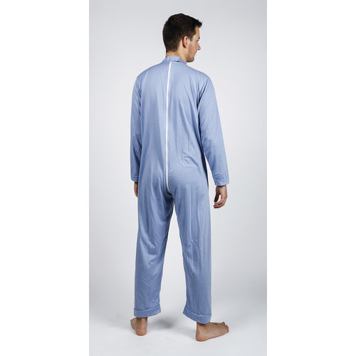 Pyjama d'allaitement à glissière dorsale en acier bleu