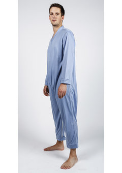 Pyjama d'allaitement avec fermeture à glissière, manches longues et jambes - bleu acier