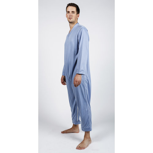 Pyjama d'allaitement avec fermeture à glissière, manches longues et jambes - bleu acier