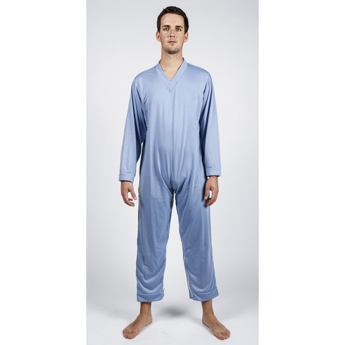 Pyjama d'allaitement avec fermeture à glissière, manches longues et jambes - bleu acier