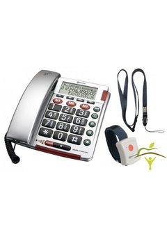 Téléphone avec grandes touches et émetteur SOS sans fil