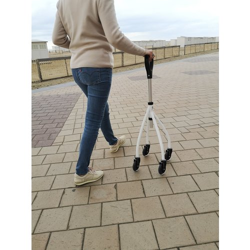 Canne de marche à quatre pattes sur roues Wheeleo