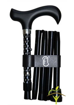 Canne de marche pliable et réglable Finna, manche en bois noir, finition spéciale