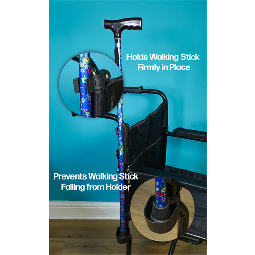 Porte-canne/béquille adapté pour fauteuil roulant et scooter de mobilité