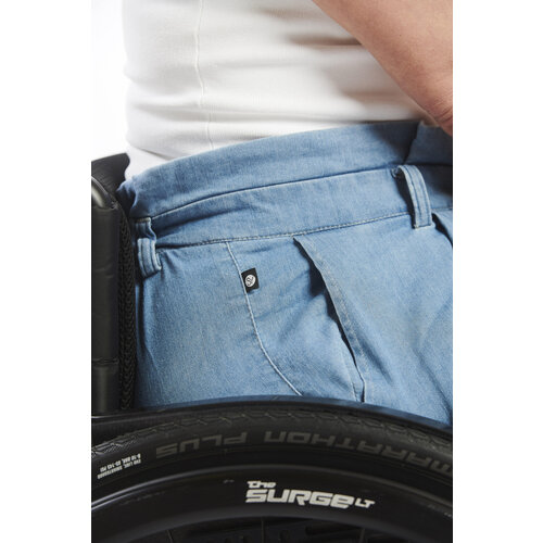Short pour fauteuil roulant avec crochet et œillet - bleu jeans