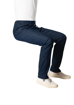 Pantalon pour fauteuil roulant avec bouton et fermeture éclair profonde - jeans foncés