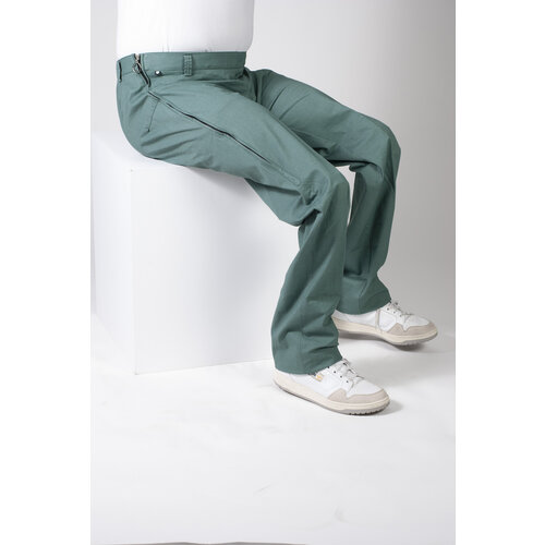 Pantalon pour fauteuil roulant avec fermetures éclair latérales - coton vert