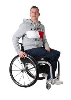 Pantalon pour fauteuil roulant avec fermeture éclair profonde et fermeture à crochets - jeans foncés