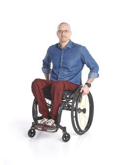 Pantalon pour fauteuil roulant avec fermeture éclair profonde - coton bordeaux