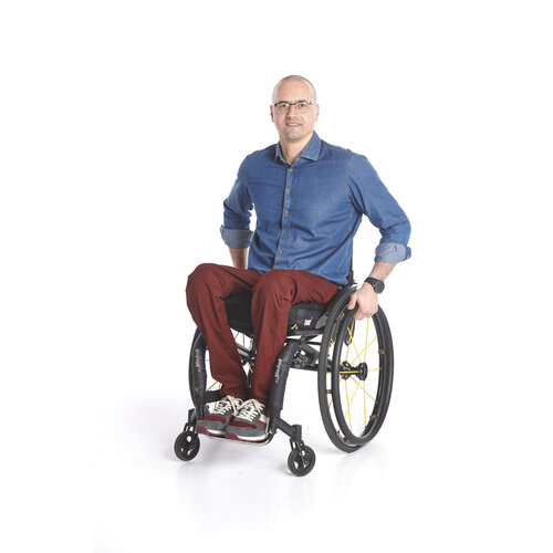 Pantalon pour fauteuil roulant avec fermeture éclair profonde - coton bordeaux