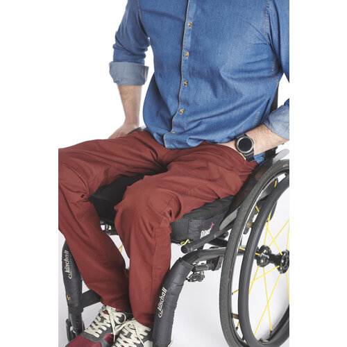 Pantalon pour fauteuil roulant avec fermeture éclair profonde - coton bordeaux