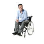Pantalon pour fauteuil roulant avec fermetures éclair latérales - laine grise