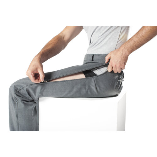 Pantalon pour fauteuil roulant avec fermetures éclair latérales - laine grise