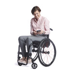 Pantalon fauteuil roulant sur élastique - jean gris