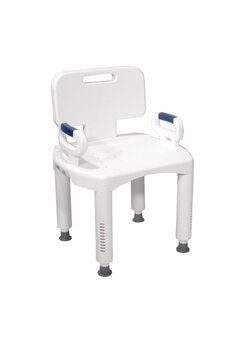 Chaise de douche Makemo avec accoudoirs et dossier, hauteur réglable.