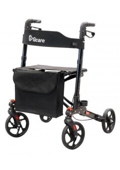 Déambulateur GCare Advance 4 roues, pliable, aluminium noir