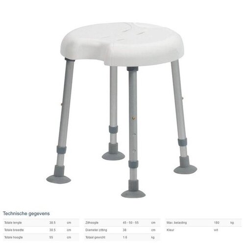 Tabouret de douche avec évidement à l'avant