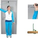 2 poignées et une poulie pour des exercices de l'épaule pour fixation à  la porte - Avec  poignées en bois ou PVC