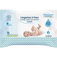 Lingettes humides pour bébé à base d'eau, biodégradables (12 paquets de 70 lingettes)
