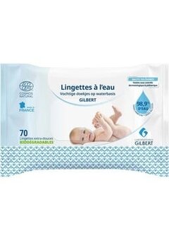 Lingettes humides pour bébé à base d'eau, biodégradables (12 paquets de 70 lingettes)