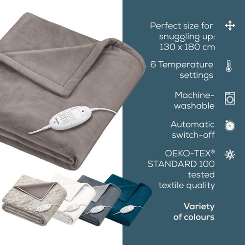 Couverture chauffante douillette, taupe
