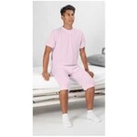 Pyjama d'allaitement avec fermeture éclair entre les jambes, manches et jambes courtes - Rose