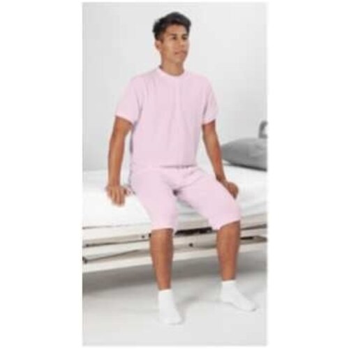 Pyjama d'allaitement avec fermeture éclair entre les jambes, manches et jambes courtes - Rose