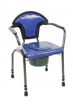 Chaise de toilette réglable en hauteur, vinyle bleu