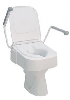 Rehausseur de siège de toilette avec accoudoirs et couvercle