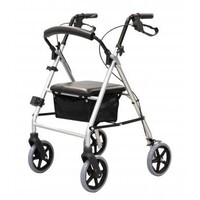 Déambulateur GCARE 4 roues, pliable, aluminium gris clair