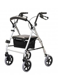 Déambulateur GCARE 4 roues, pliable, aluminium gris clair