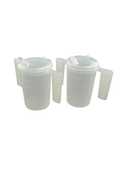 Gobelet à anses plates et couvercle à deux becs