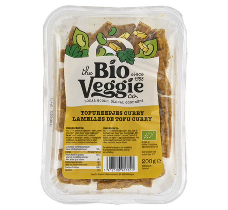 The Bio Veggie Company - Tofureepjes Curry (8 x 200g) (Bio)