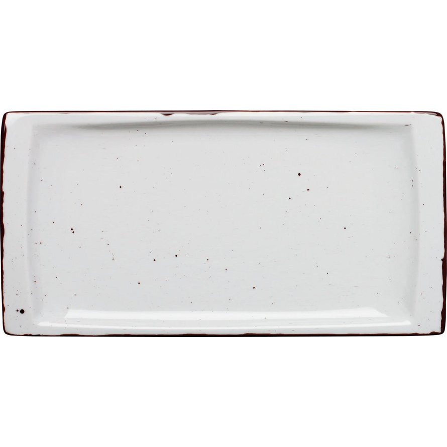 Porzellanserie "Granja" weiß Platte flach eckig, 18x36 cm